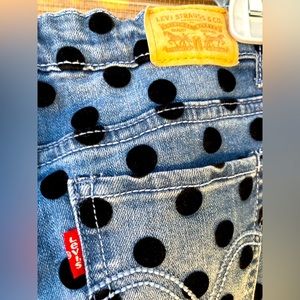 LEVI’S Velvet polka dot skinny jeans with stretch sz 12 girls. Adorable!